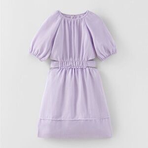 ZARA Girls Lilac Pastel Linen Dress